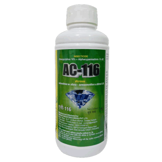 <b>AC-116</b> <br> (Alphacypermethrin 1% + Chlorpyriphos 16% EC)